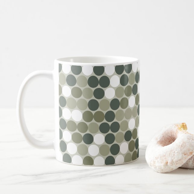 Caneca De Café Green retro dots (Com Donut)
