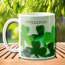 Caneca De Café Green Shamrock Irish Custom Name