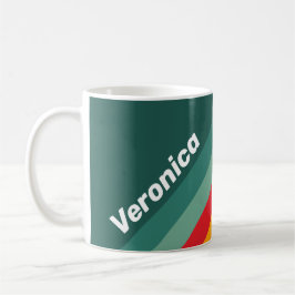 Caneca De Café Green Stripes with Name