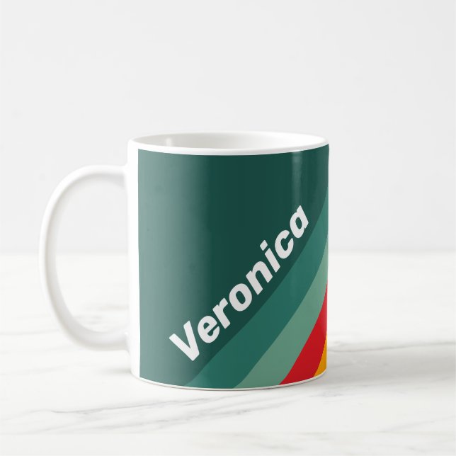 Caneca De Café Green Stripes with Name (Esquerda)