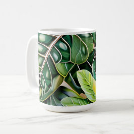 Caneca De Café Green Tropical Leaves Housewarming Gift