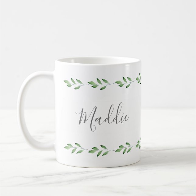 Caneca De Café Green Watercolor Deixa Garland (Esquerda)