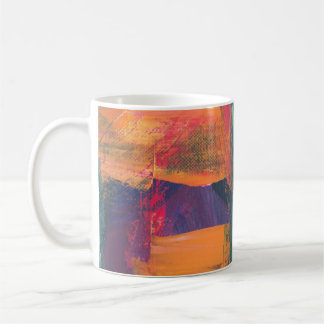 Caneca De Café Green, yellow, and red abstract painting
