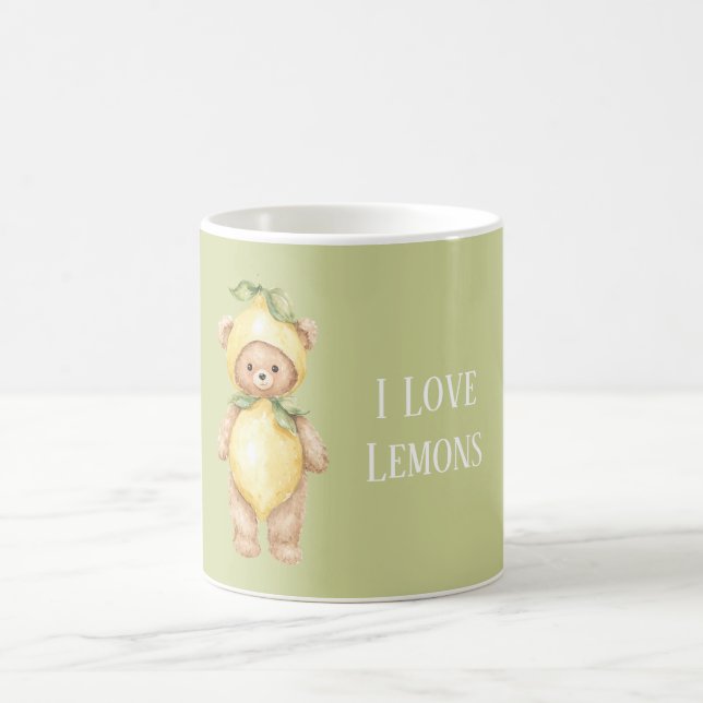 Caneca De Café Green Yellow Lemons Teddy Bear (Centro)