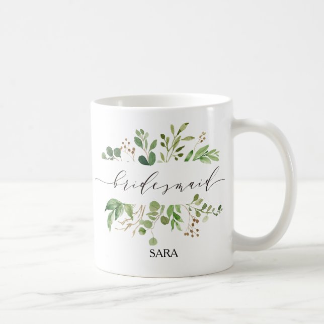 Caneca De Café Greenery Bridesmaid Personalizada-11 (Direita)