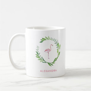 Caneca De Café Greenery Wreath   Flamingo rosa