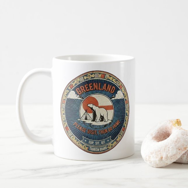 Caneca De Café Greenland Tourism Mug (Com Donut)