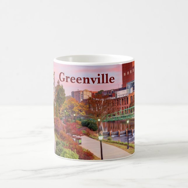 Caneca De Café Greenville, Carolina do Sul, Fall Sunset, Centro (Centro)
