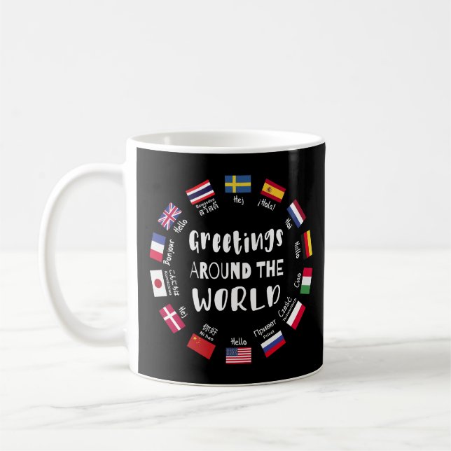 Caneca De Café Greetings around the world - Hello in all language (Esquerda)