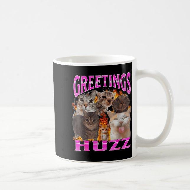 Caneca De Café Greetings Huzz Funny Cat Meme Bootleg Graphic Men  (Direita)