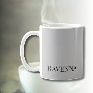 Caneca De Café Greige Luxo Serif Personalizado Nome Customizado