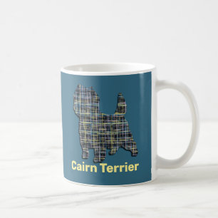 Caneca De Café Grelha de Cairn Terrier Silhouette Azul Fundo