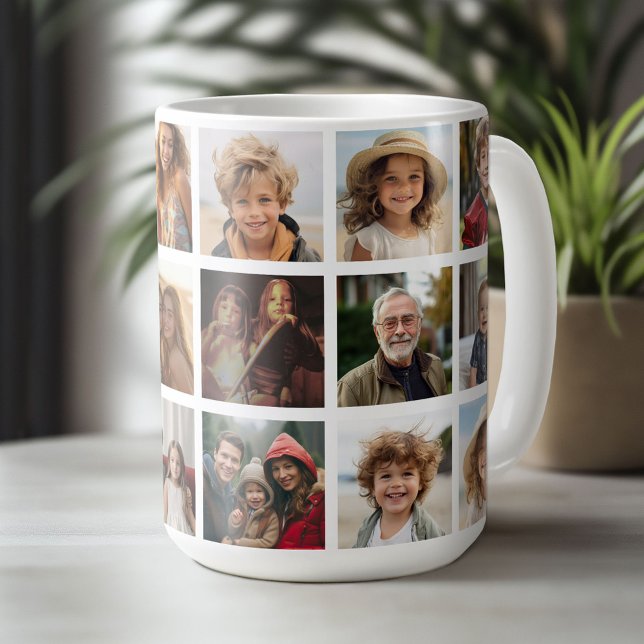 Caneca De Café Grelha de Colagem de Fotos 18 - Galeria Família e  (Custom Photo Mug)