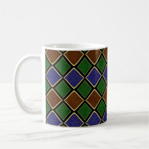 Caneca De Café Grelha de Diamante Arlequim: Harmonia Texturizada