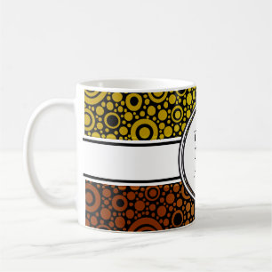 Caneca De Café Grelha de pontos e círculos pretos + seu backgr. &