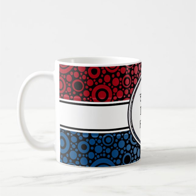 Caneca De Café Grelha de pontos e círculos pretos + seu backgr. & (Esquerda)