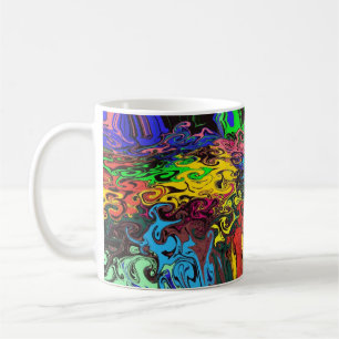 Caneca De Café Grelhas coloridas abstrato / Empurradas e pincelad
