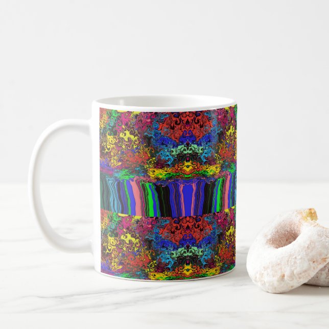 Caneca De Café Grelhas coloridas abstrato / Empurradas / Meia got (Com Donut)