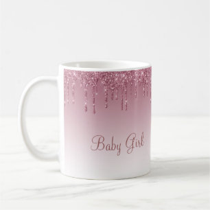 Caneca De Café Grelhas de Script Brilhante Cor-de-Rosa Dourada Gi