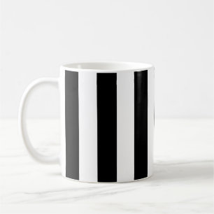 Caneca De Café Grelhas Verticais Chic, Pretas E Brancas, Largas