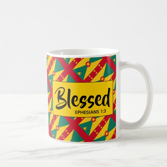 Caneca De Café GRENADA Abençoou Escritura Cristã Efesiana (Direita)