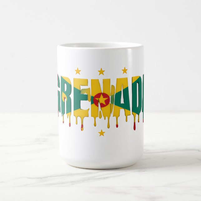 Caneca De Café Grenada Drip Texto | Projeto de Bandeira do Caribe (Centro)