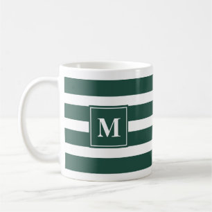 Caneca De Café Greve Verde e Branca Moderna com Monograma