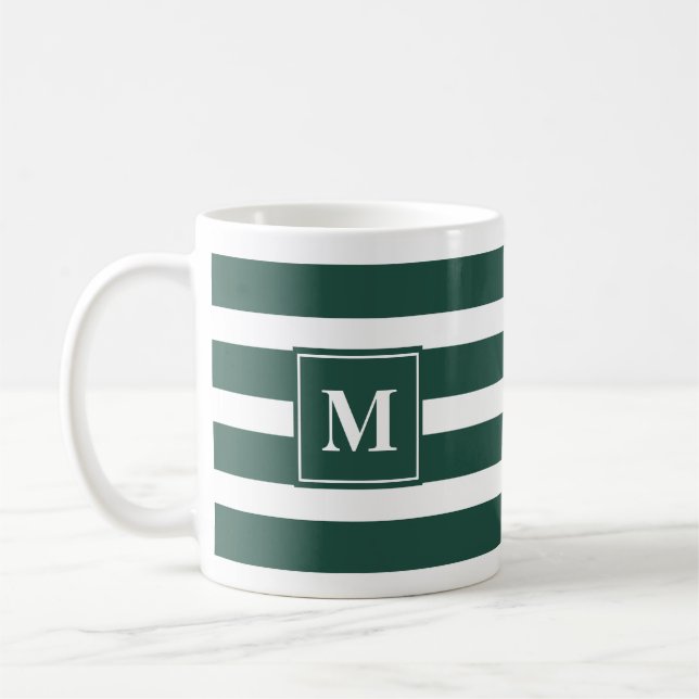 Caneca De Café Greve Verde e Branca Moderna com Monograma (Esquerda)