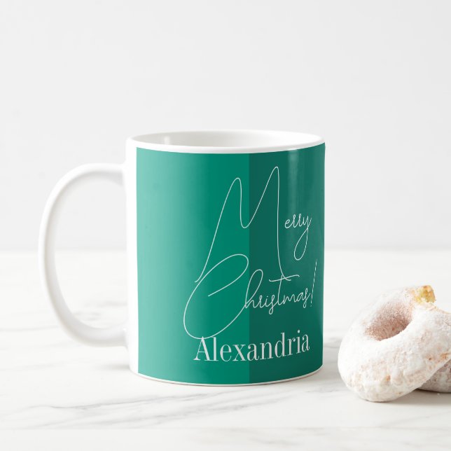 Caneca De Café Greve Verde Moderna de Natal Personalizada (Com Donut)