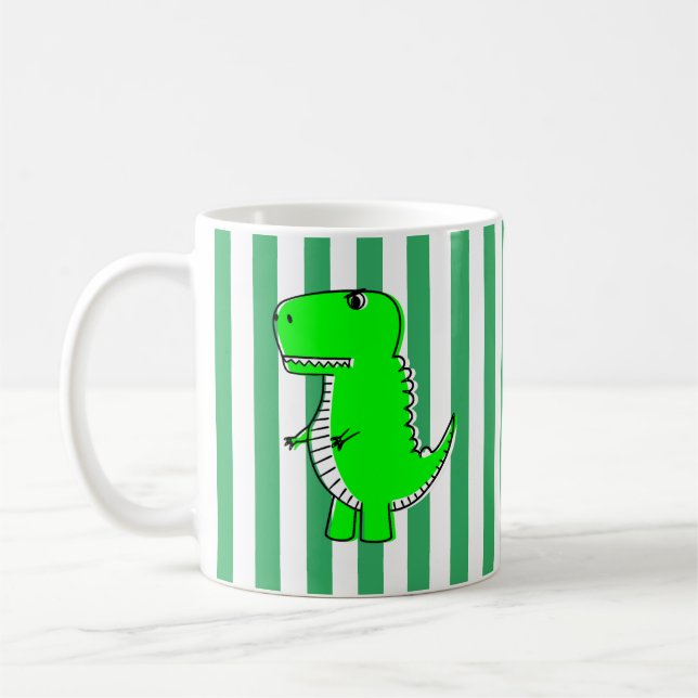 Caneca De Café Greve Verde Verde Dinossauro Branco (Esquerda)