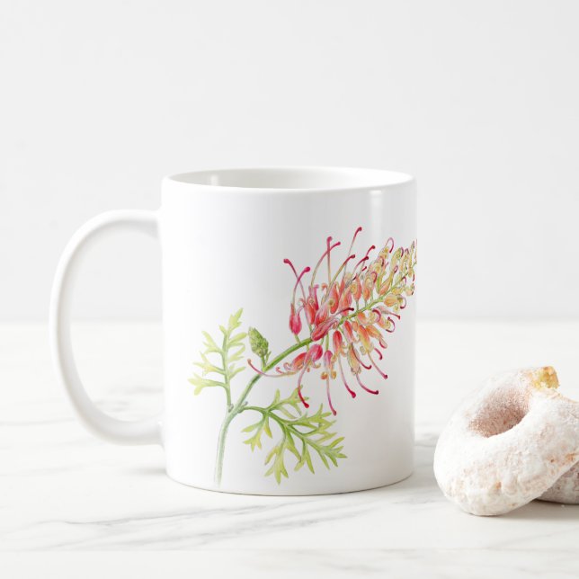 Caneca De Café Grevillea aquarela (Com Donut)
