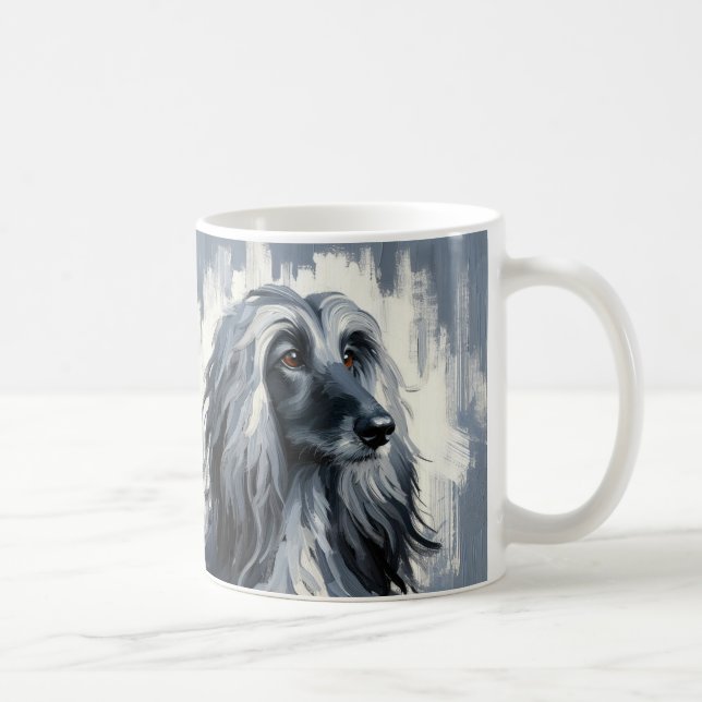 Caneca De Café Grey Afghan Hound Portrait (Direita)