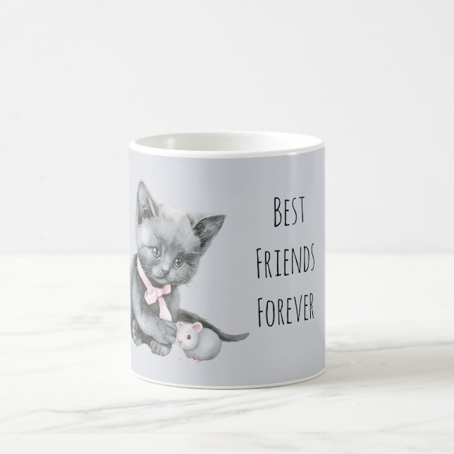 Caneca De Café Grey Cat Mouse Best Friends Forever (Centro)
