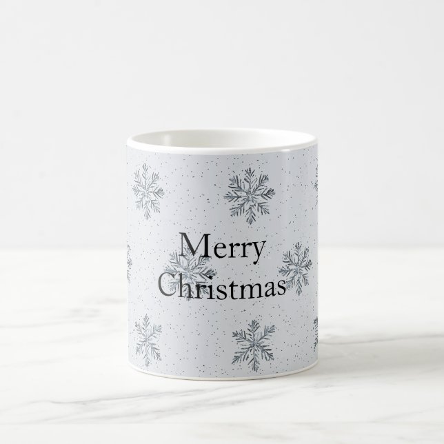 Caneca De Café Grey Silver Snowflakes Christmas (Centro)
