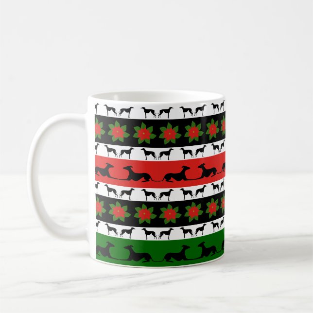 Caneca De Café Greyhound Christmas Silhouettes  (Esquerda)