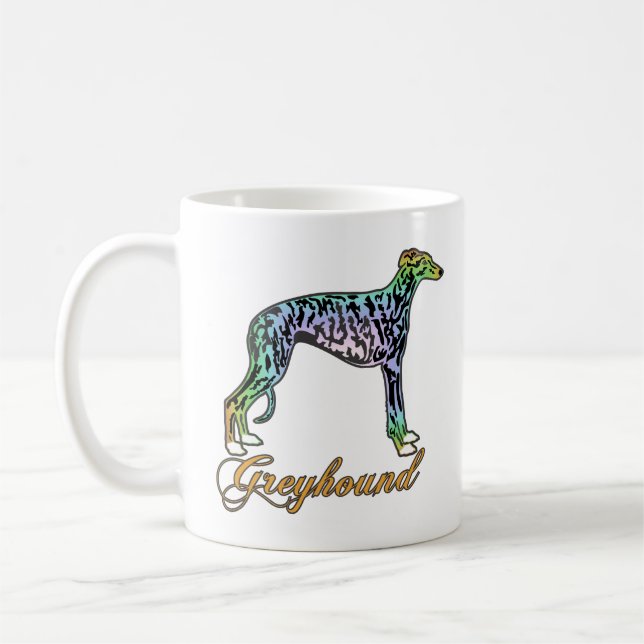 Caneca De Café Greyhound Colorle Brindle Mug (Esquerda)