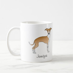 Caneca De Café Greyhound Italiano Branco Com Nome Personalizado