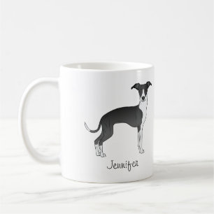 Caneca De Café Greyhound Italiano Preto E Branco Com Nome Persona