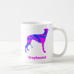 Caneca De Café Greyhound Lurcher Cachorro Rosa Silhute Branco