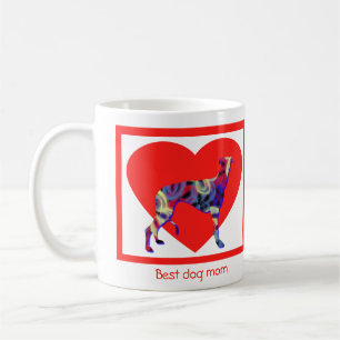 Caneca De Café Greyhound Namorados Silhouette Dia Coração Vermelh