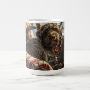 Caneca De Café Griffon de pelo duro de Natal Festivo