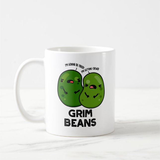 Caneca De Café Grim Beans Piadas Divertidas de Legumes  (Esquerda)