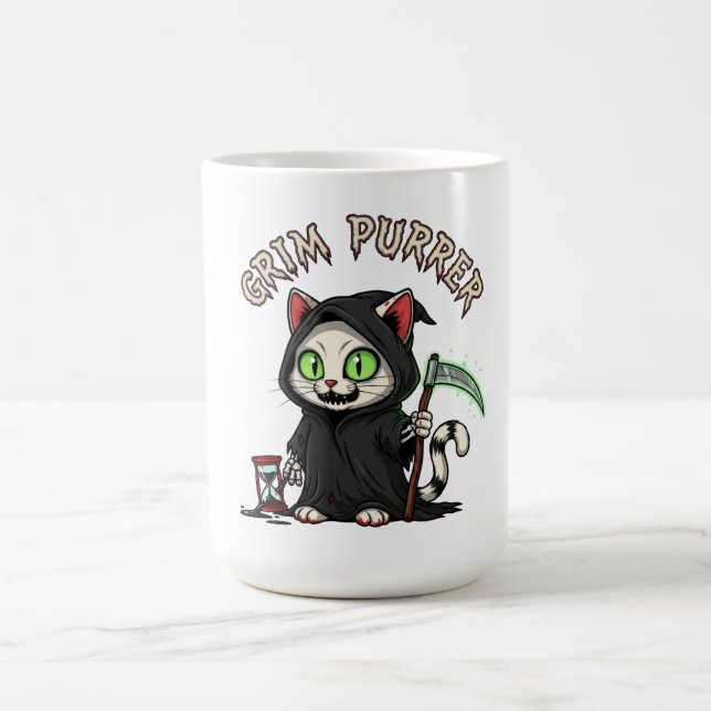 Caneca De Café Grim Purrer Halloween Cat (Centro)
