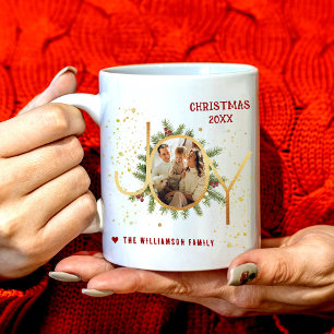 Caneca De Café Grinalda de Galhos de Pinheiro Trendy Joy Natal Fo