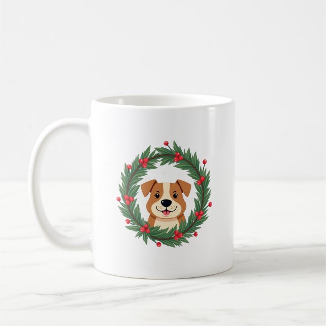 Caneca De Café Grinalda De Natal Com Nariz De Cachorro Fofo Mãe D (Esquerda)