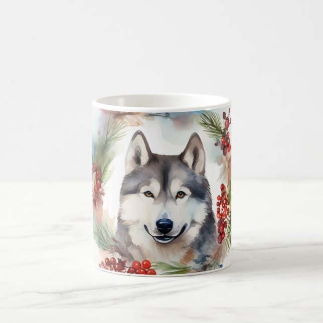 Caneca De Café Grinalda de Natal do Malamute do Alasca Pupila Fes (Centro)