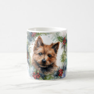 Caneca De Café Grinalda de Natal do Terrier Australiano Cachorro