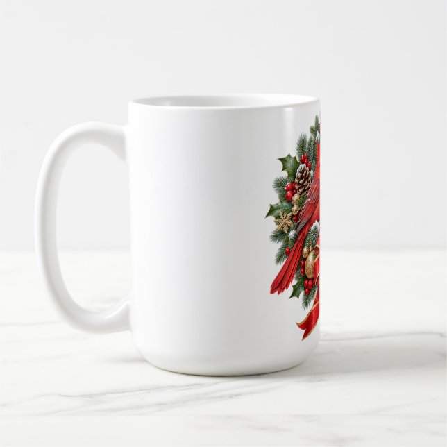 Caneca De Café Grinalda de Natal Perene Cardinal de Inverno (Esquerda)