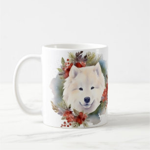Caneca De Café Grinalda de Natal Samoyed Pupila Festiva