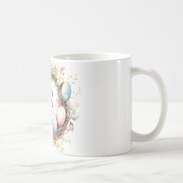 Caneca De Café Grinalda decorativa colorida de ovos de Páscoa com